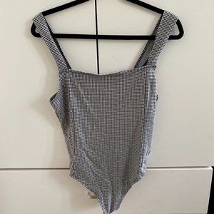 Square Neck Gingham Print Bodysuit